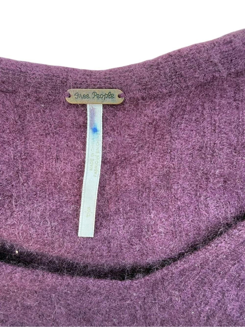 Free People Plum V-Neck Cropped Sweater